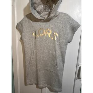 Michael Kors Gray Short Sleeve Hooded Sweatshirt Girls Size 10 Excellent Used